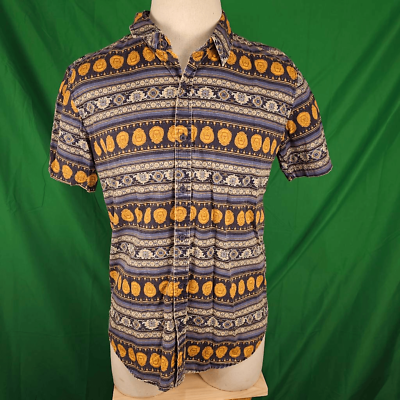 #ad Disney Our Universe Mens Aladdin Magic Carpet Short Sleeve Button Down Shirt Lg $34.00