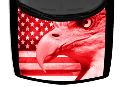 #ad Light Red American Flag Bald Eagle Hood Truck Wrap Vinyl Car Graphic Decal $219.99