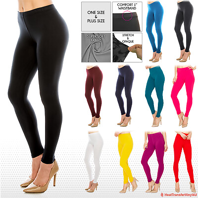 #ad Womens Buttery Soft Premium Solid Color Leggings One Size and Plus Size $11.99