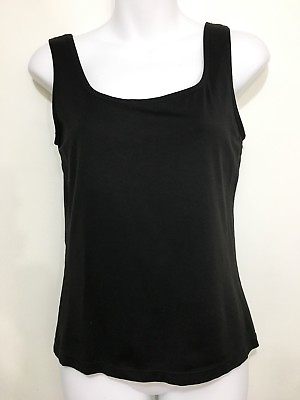#ad White House Black Market S Black Sleeveless Tank Top Stretch Made in USA $18.45