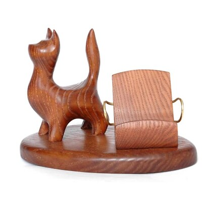 #ad Wooden Hand Carved Stand for iPhone Smartphone Universal Handmade model * CAT * $39.99