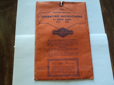 #ad Briggs amp; Stratton Operating Instructions amp; Parts List with original envelope $15.00