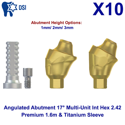 #ad 10x Titanium Set Sleeve amp; Angulated Abutment 17° Multi Unit 1.6m Int Hex 2.42 $629.90