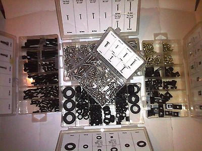 #ad 834PC KIT OF HEX CAP amp; STAINLESS STEEL SCREWS U CLIPS GROMMETS amp; 4quot; PARTS TRAY $75.54