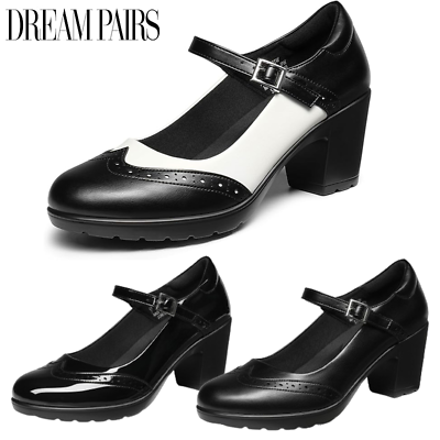 #ad DREAM PAIRS Women Ankle Strap Low Chunky Block Heel Mary Jane Oxford Pump Shoes $29.99