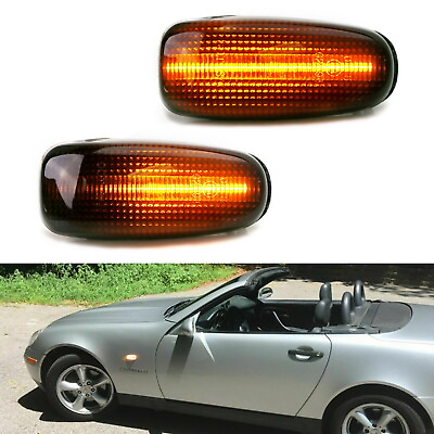 #ad Smoked Fender Sequential LED Amber Side Marker Lights For Mercedes CLK SLK Class $26.99