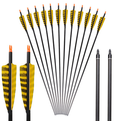 32quot; Archery Hunting Pure Carbon Spine 400 Arrows for Compound Bow Recurve Bow $66.49