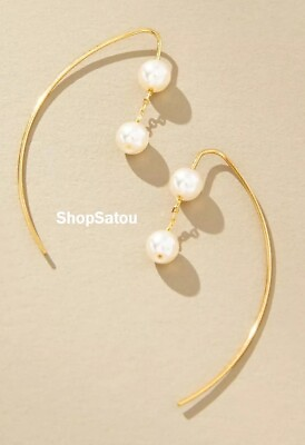 #ad NEW ANTHROPOLOGIE Stone Tassel Drop Earrings GOLD $29.99
