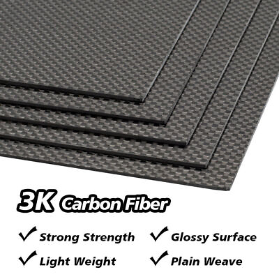#ad 3K Full Carbon Fiber Plate Panel Sheet Board Composite Material Size 200x300mm $13.01