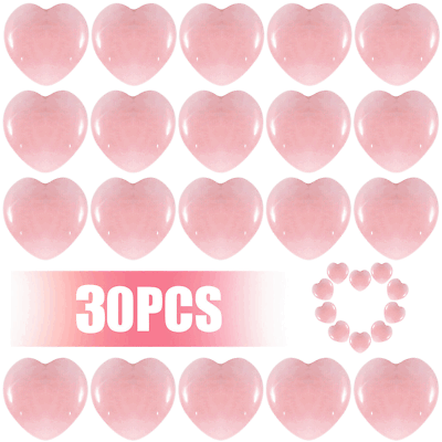 #ad Small Natural Rose Quartz Heart Healing Pink Crystal Reiki heart Gemstone 30pcs $16.89