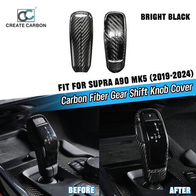 #ad Gear Shift Knob Cover Trim Real Carbon Fiber Fit For GR Supra MK5 A90 LHD $65.99