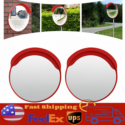 #ad 2PC 24in Convex Traffic Mirror Wide Angle Blind Spot Corner Road Parking Safety $74.86