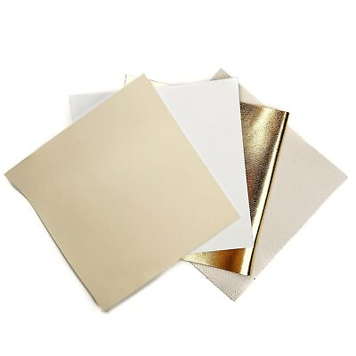 #ad White Leather Fabric for Crafts 4 Sheepskin Sheets of White Suede Light Gold ... $19.03