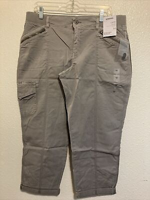 #ad Sonoma Womens Cargo Capri Pants Size 14 Gray Mid Rise Ultracomfort Waistband $18.99
