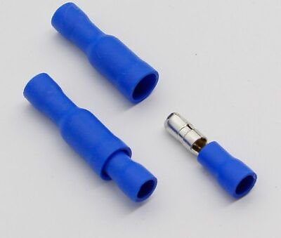 #ad Hot 50 X Blue Male Female Bullet Connector Crimp Terminals Wiring New $9.99