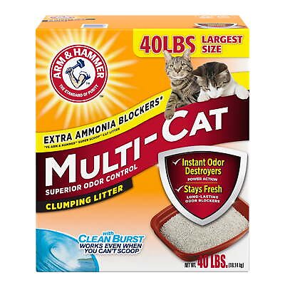 #ad Multi Cat Superior Odor Control with Clean Burst Clumping Cat Litter 40 lb $19.54