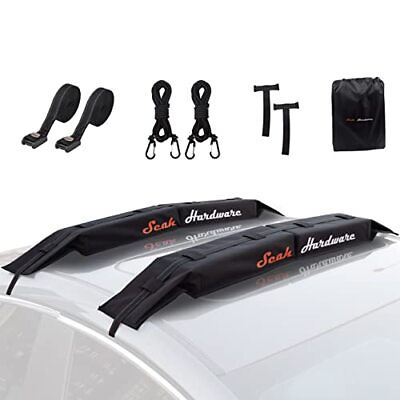 #ad Universal Soft Roof Rack Pads for Kayak Surfboard SUP Canoe Snowboard BLACK $73.40