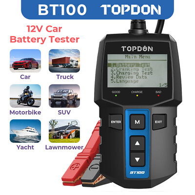 TOPDON BT100 Car Battery Tester 12V 100 2000CCA Lead Acid Battery Valt $29.99