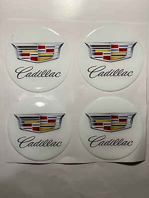 #ad Set of 4 pcs Cadillac Center Wheel Cap Stickers Decal Rims Emblem Logo $19.18