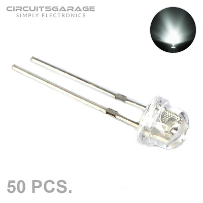 #ad 50 x 5mm 4.8mm Straw Hat Clear White Wide Angle Light Emitting Diode LED $7.39