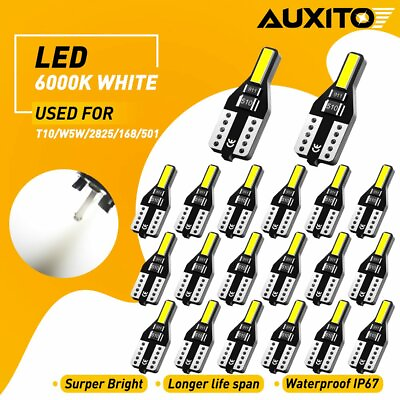 #ad 20pcs AUXITO 194 T10 168 2825 LED Side Marker Interior License Plate Light Bulbs $11.99