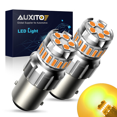 #ad AUXITO LED Turn Signal Blinker Light 1156 7506 Amber Yellow Bright Reverse Bulbs $14.24