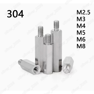 #ad Male Female 304 Stainless Steel Hex Column Standoff Support Spacer M2.5 M3 M4 M8 $64.76