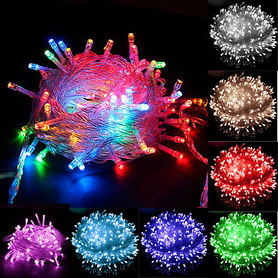 #ad 120 220 LED Fairy String Lights Christmas Wedding Party Decor Outdoor Plug in $20.99