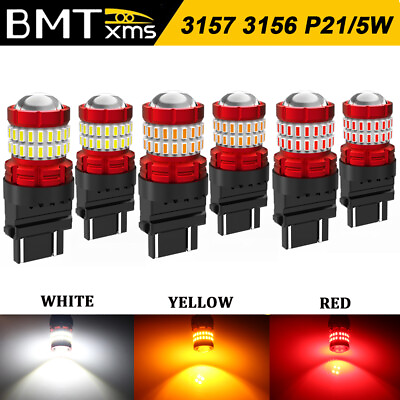 #ad 3157 3156 LED Red Brake Strobe White Reverse Backup Amber Turn Signal Lights $11.39