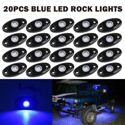 #ad 20PCS Blue Fender Lamp Hood Underbody Pods Rock Truck SUV LED Glow Pickup Lights $76.60