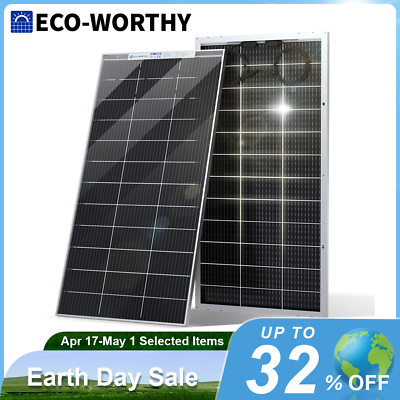 #ad ECO WORTHY Bifacial 200W Watt 12V Solar Panel Mono HighEfficiency PV for Sunshed $123.99