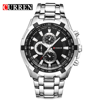 #ad CURREN Quartz Watch Fashion Steel Men Analog Watches Business Male Wristwatches $18.11