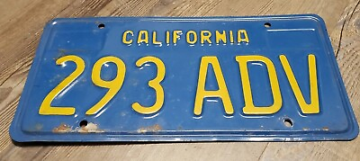 #ad Vintage California Blue amp; Yellow License Plate Original CA USA $35.00