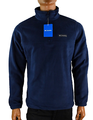 #ad Columbia Mens Fleece Steens Mountain Jacket New S Quater 1 4 Zip Blue $31.49