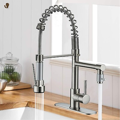 #ad Kitchen Sink Faucet Stainless steel Single Handle Pull Down Sprayer Swivel Mixer $37.19