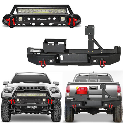 #ad Front Rear Bumper W Tyre Carrier LED Lights D Rings For 2016 2023 Toyota Tacoma $1119.99