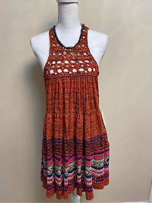 #ad Free people rare hearts Boho crochet knit dress NWT. XS S. $51.29