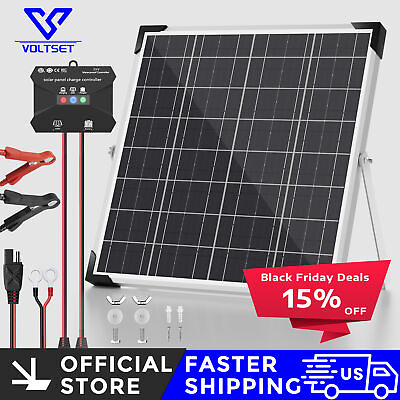 #ad VOLTSET 20W Solar Panel Kit 12V Solar Battery Trickle Charger Maintainer for RV $63.74