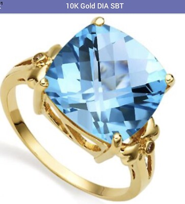 #ad Beautiful Womens 10K Solid Yellow Gold Diamonds SBT Size 7 Designer Ring $325.00