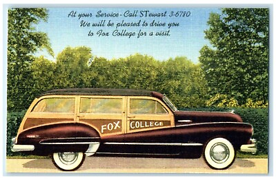 #ad #ad Fox College Car At Your Service Call STewart For Visit Unposted Vintage Postcard $19.47