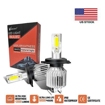 #ad 2PCS COB LED Headlight Bulbs Kit H4 HB2 9003 200W 12000LM Super Bright 6000K $24.90