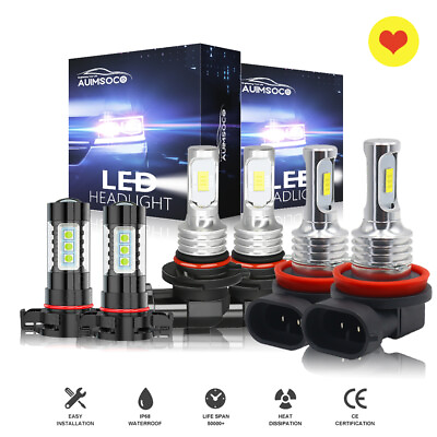#ad 6x Combo LED Headlight Kit Bulbs Fog for GMC Sierra 1500 2500HD 2007 2012 2013 $34.99