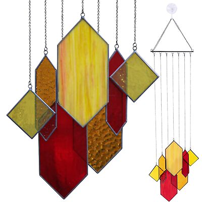 #ad Stained Glass Window Hanging Sun Catchers Wall Hanging Window Decor Sunset Gl... $36.33