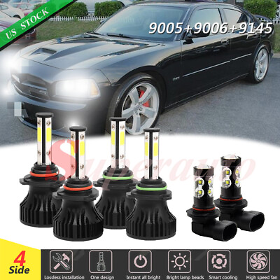 #ad LED Bulbs For Dodge Charger 2006 2009 Combo 9005 9006 9145 Headlight Fog Light $36.70