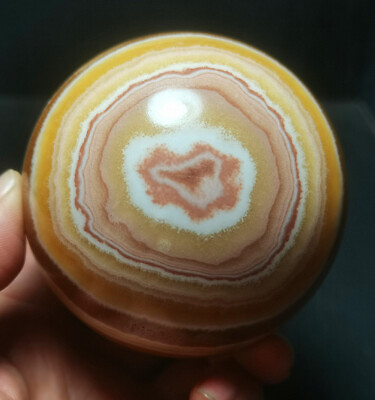 #ad TOP 674.5g Natural Golden Frozen Stone Striped Agate Crystal Ball Healing WD1294 $161.99