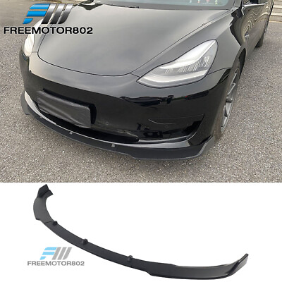 #ad For 17 23 Tesla Model 3 Sedan IKON Matte Black PP Front Bumper Lip Splitter 3PC $42.74