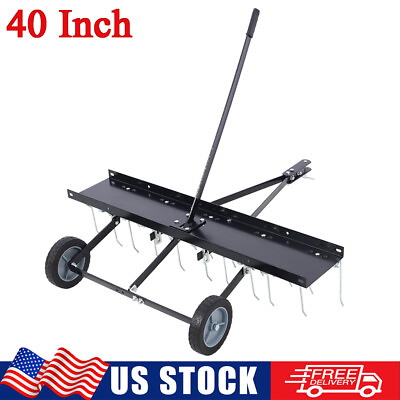 #ad 40quot; Dethatcher Tow Behind Lawn Rake Sweeper w 20 Spring Tine amp; Transport Handle $104.99