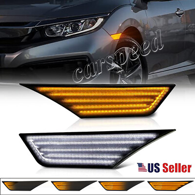 #ad 2X Switchback Sequential Turn Signal LED Side Marker Light For 16 21 Honda Civic $35.98