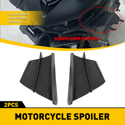 #ad Carbon Motorcycle Fiber Body Winglet Side Deflector Air Wing Spoiler Accessories $22.79