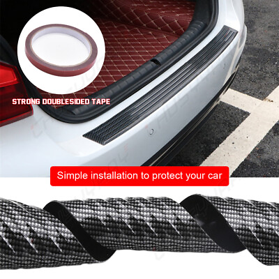 #ad Car Carbon fiber black Fiber Plate Sticker Sill Scuff Cover Trunk Protection $9.49